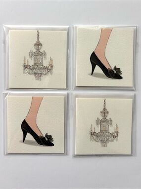 Karen Adams Set of Four Gift Enclosure Cards NWT Blank 3” x 3” Glitter Envelopes